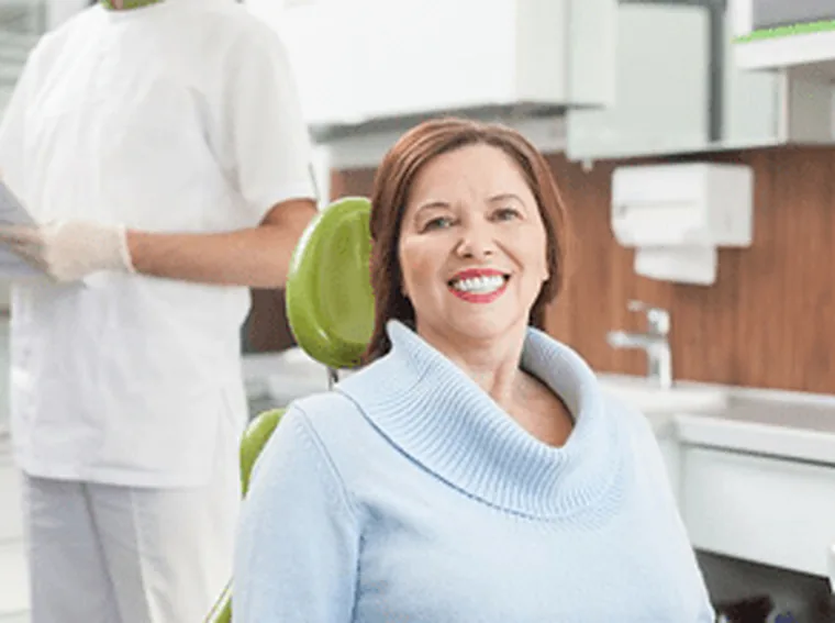 A patient in the chair at a restorative appointment.